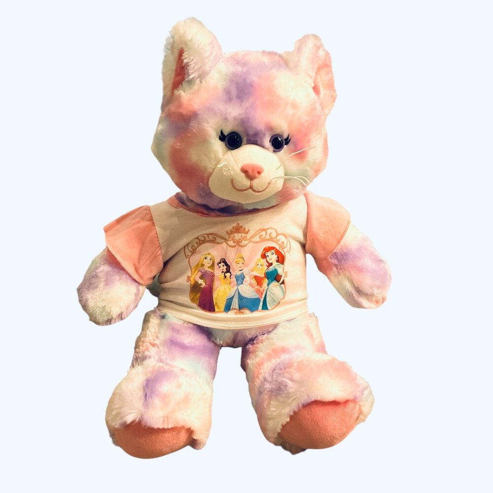 BUILD A BEAR BAB Cat Pastel Swirl Tie Dye 16" Plush Stuffed Animal Princess Tee